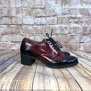 Wonder Brazil Dark Academia Leather Two-Tone Oxford Heels Size 37 US 6